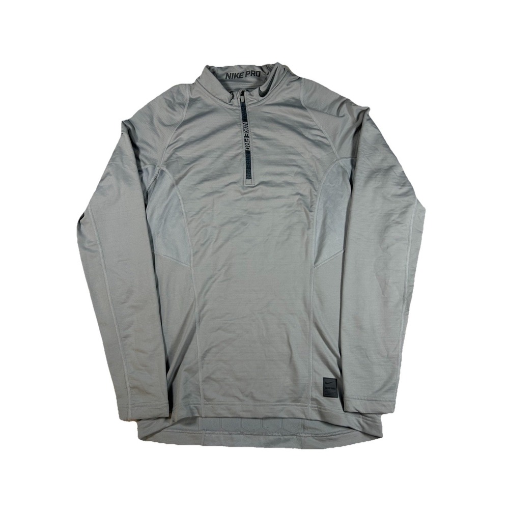 Nike Pro Hyperwarm Dri-Fit Shirt Mens Small Grey 1/4 Zip Active Pullover Fitted